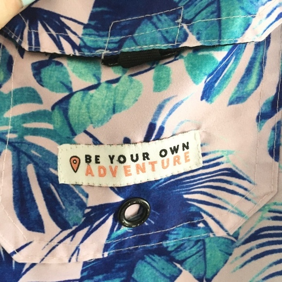 Sunset X Vine Swim Trunks Monstera print Tropical Beach Lavender Blue Aqua XL - Picture 5 of 11